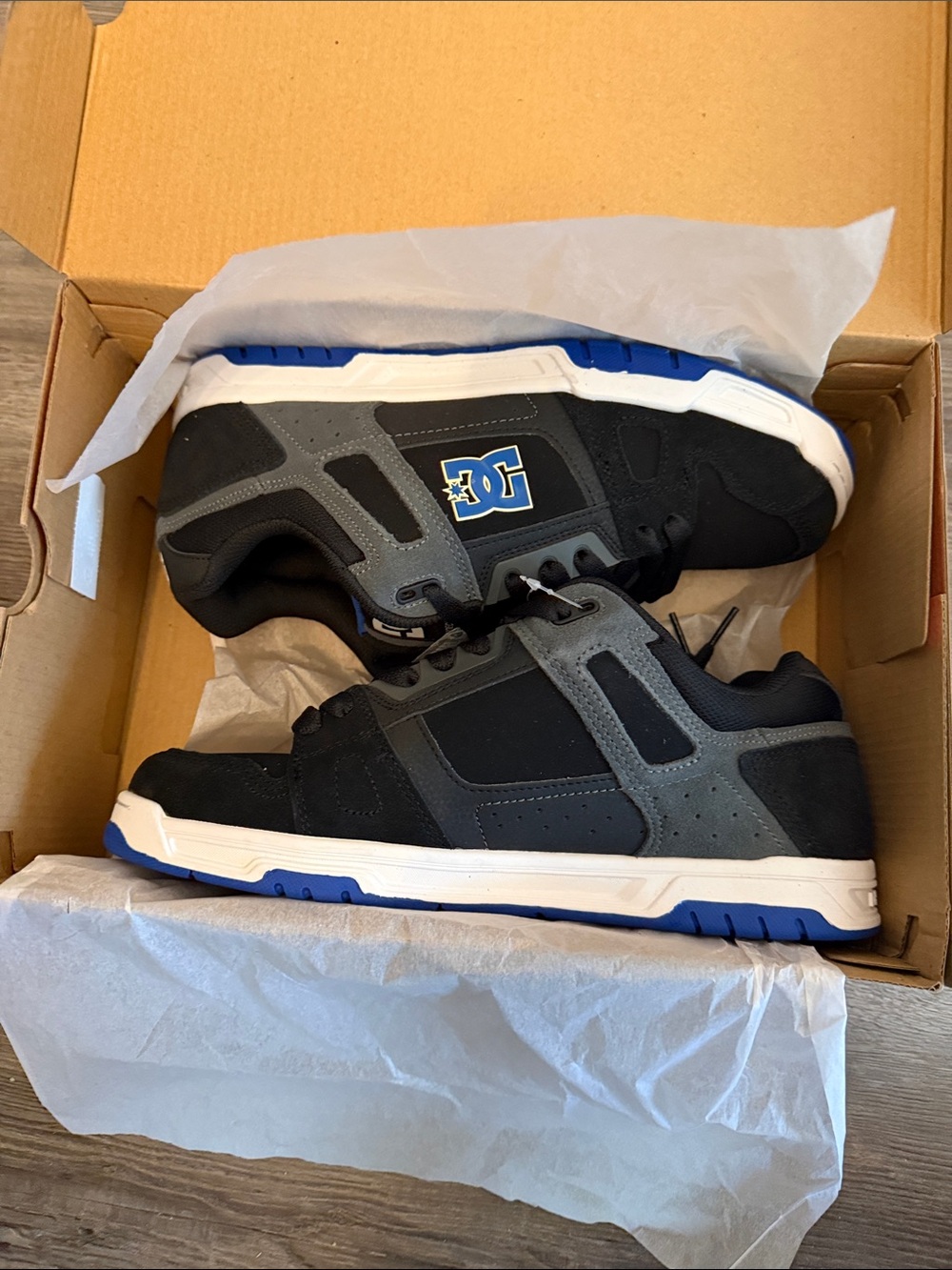 DC Men's Black, Gray & Blue Skate Sneakers
